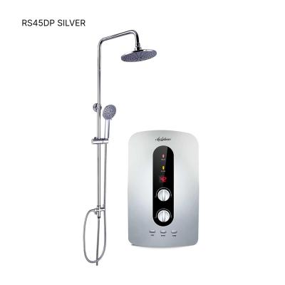 TPS-32N1 - With Booster + Doble Pole Switch & Box - Chrome Rain Shower - Color White/Black